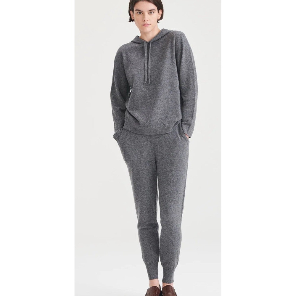 Naadam Womens Lounge Set Signature Cashmere Jogger & Hoodie Granite Gray Small